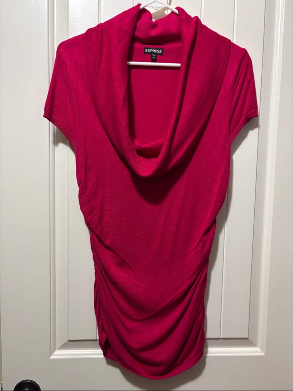 Express Hot Pink Cowl Neck Short Sleeve Shirt, Medium, EUC